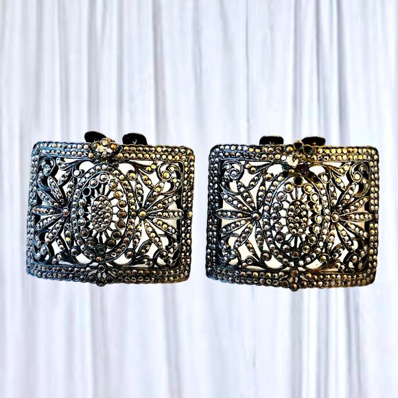 Vintage Shoe Clip Studs Silvertone Heavy Large - Picture 3 of 10